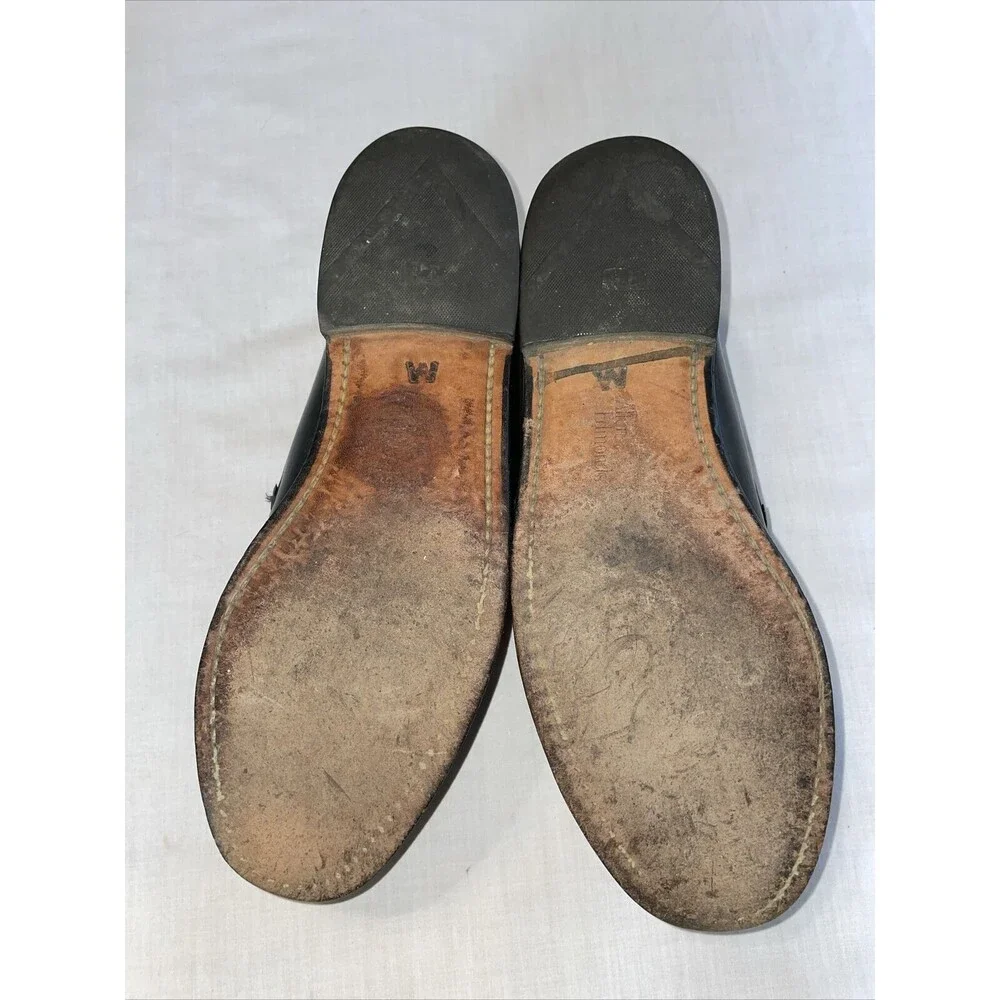 Allen Edmonds Maxfield Dress Loafers Mens Size 9 C Black Leather Tassels Weave